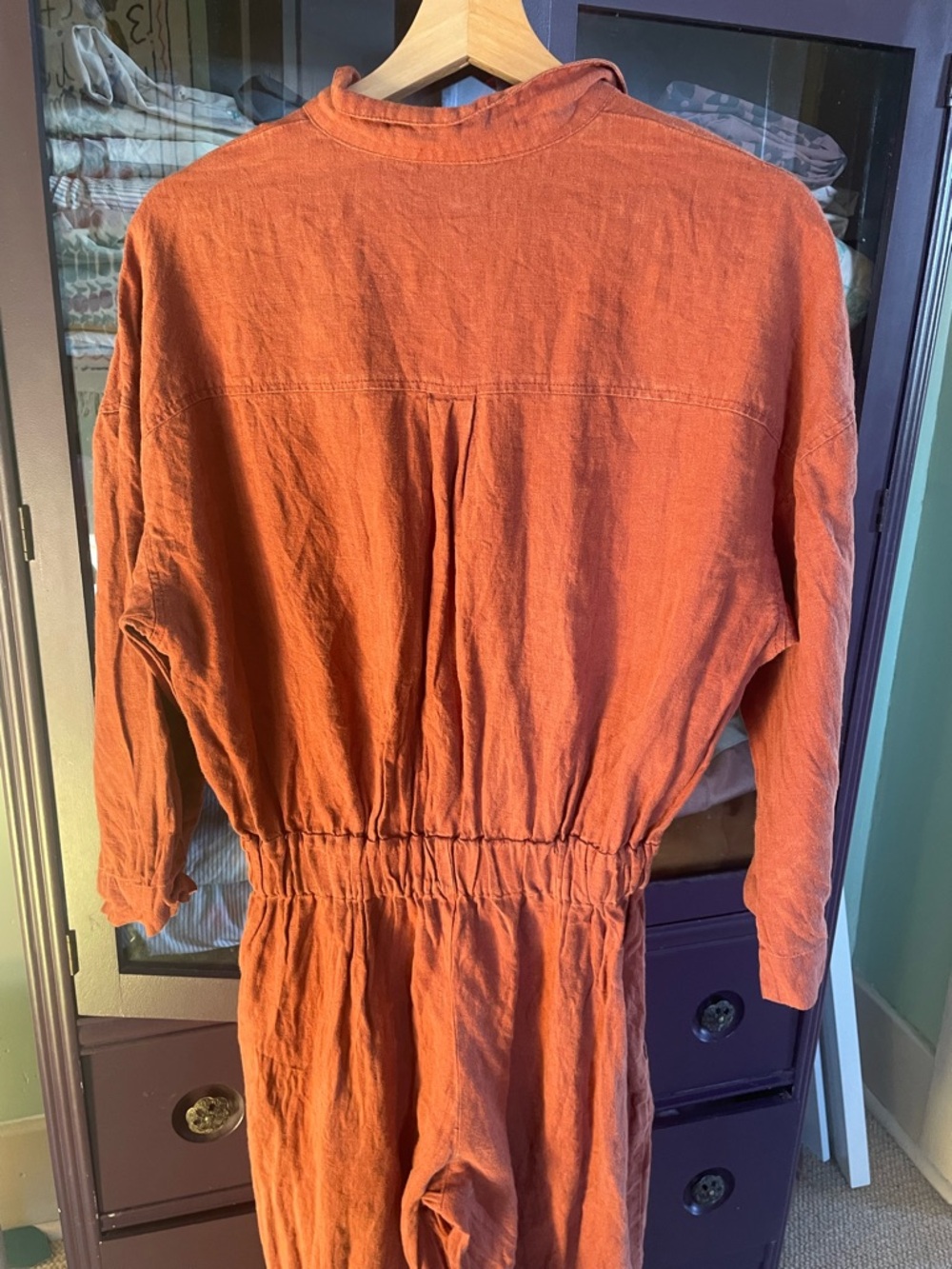 Linenfox Rust Button-Front Linen Top - Picture 5 of 5